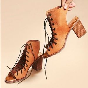 Jeffery Campbell Free People lace up bootie heels